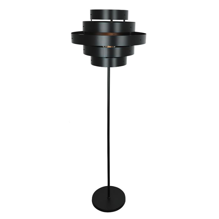 Landhaus Stehlampe Schwarz, Jana, mit Schalter