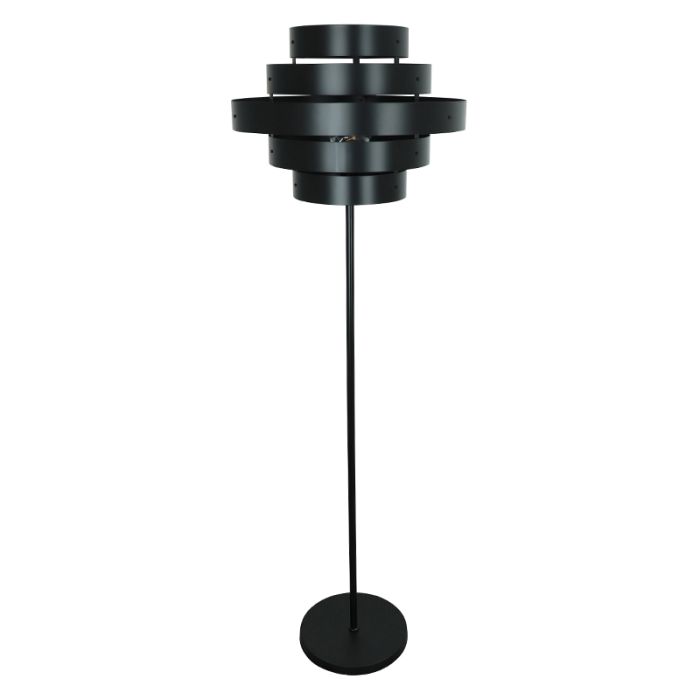 Landhaus Stehlampe Schwarz, Jana, mit Schalter