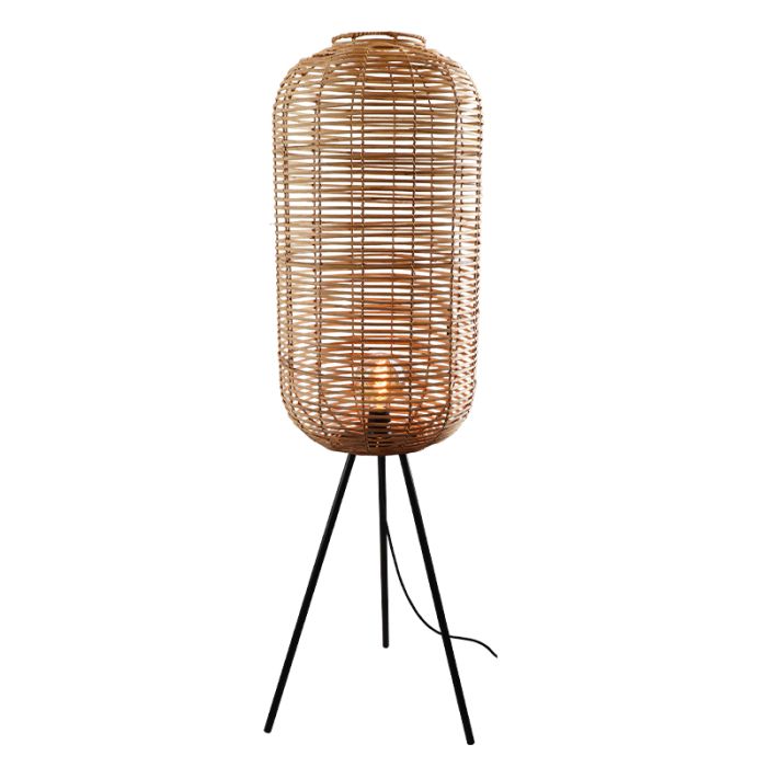 Rattan Stehlampe Braun, Pinar, mit Schalter