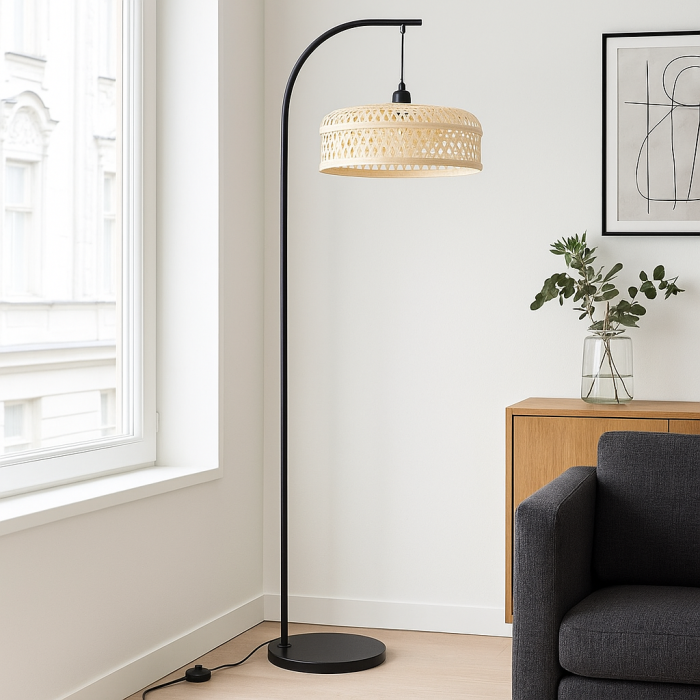 Bambus Stehlampe Braun, Jennifer, mit Schalter
