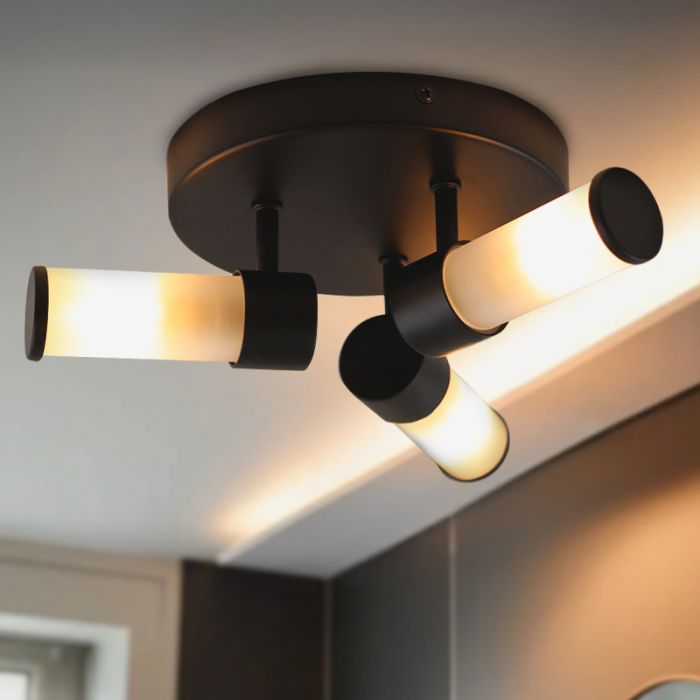 Moderne Badezimmer Deckenleuchte Schwarz, Callum, IP44
