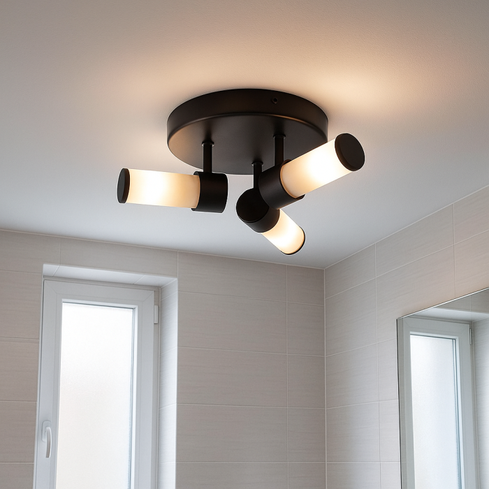 Moderne Badezimmer Deckenleuchte Schwarz, Callum, IP44