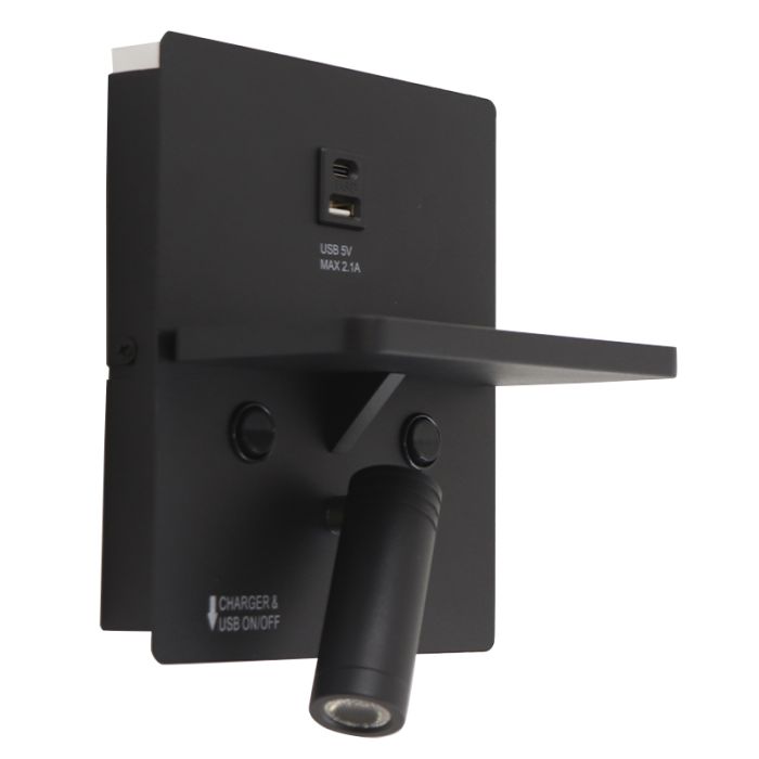 Moderne Wandleuchte Schwarz, Isabella, 3W, 3000K LED, mit Schalter