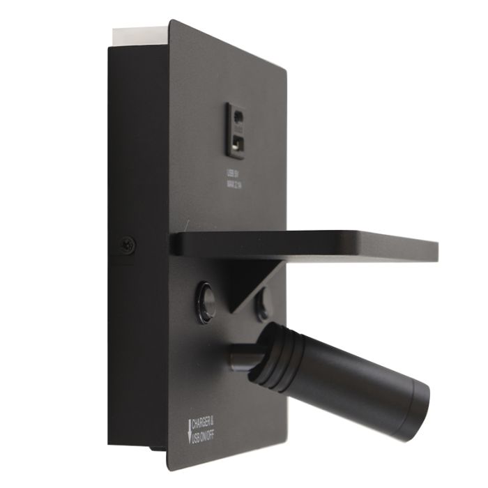 Moderne Wandleuchte Schwarz, Isabella, 3W, 3000K LED, mit Schalter