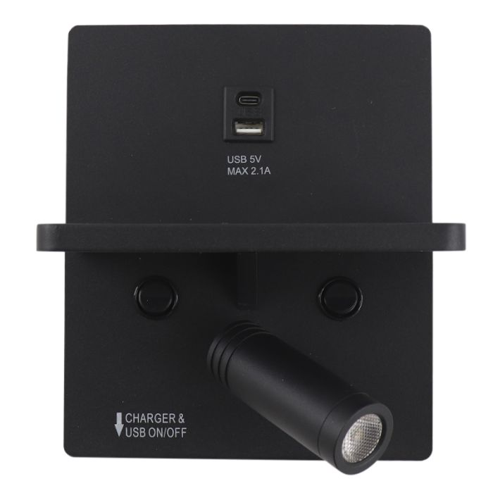Moderne Wandleuchte Schwarz, Isabella, 3W, 3000K LED, mit Schalter