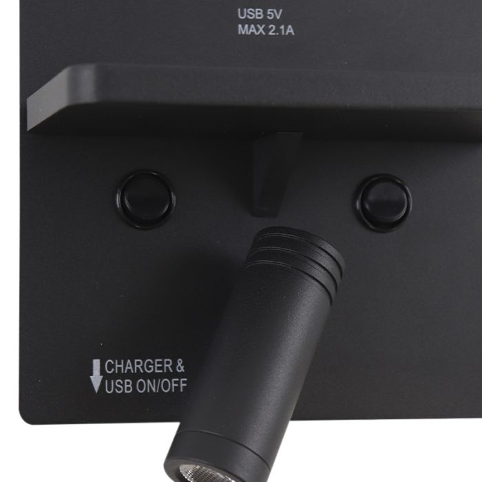 Moderne Wandleuchte Schwarz, Isabella, 3W, 3000K LED, mit Schalter
