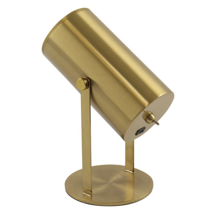Moderne aufladbare Tischlampe Messing, Elko, 2W, 3000K LED, mit Schalter