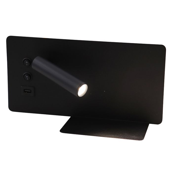 Moderne Wandleuchte Schwarz, Stanley, 10W, 4000K LED, mit Schalter
