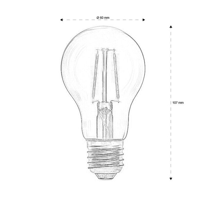 E27 Filament Lichtquelle Sebas, 1,6w Extra gemütlich Weiß Ip44