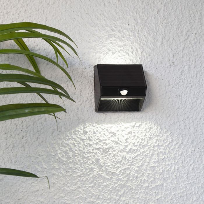 Kunststoff Solar Außen Wandleuchte Schwarz, Amier, 0,06W, 5000K LED, IP44