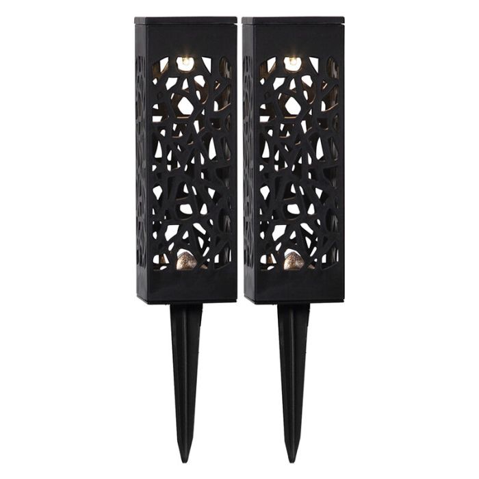 2er-Pack schwarze Solar-Spots mit Dämmerungssensor Amisha