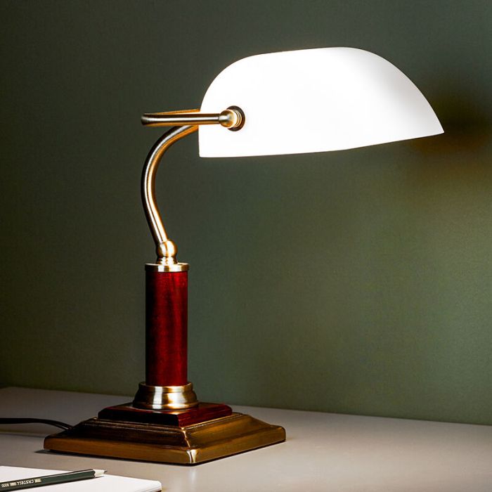Holz Schreibtischlampe Braun, Koosje, mit Schalter