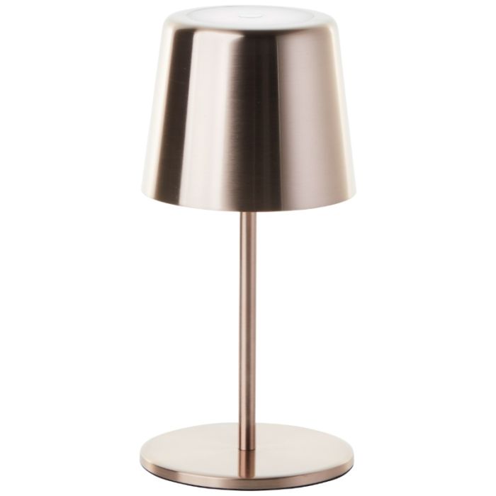 Moderne aufladbare Außen Tischlampe Kupfer, Skander, 4W, warm- bis kaltweiß einstellbare LED, IP44, mit Touch-Dimmer