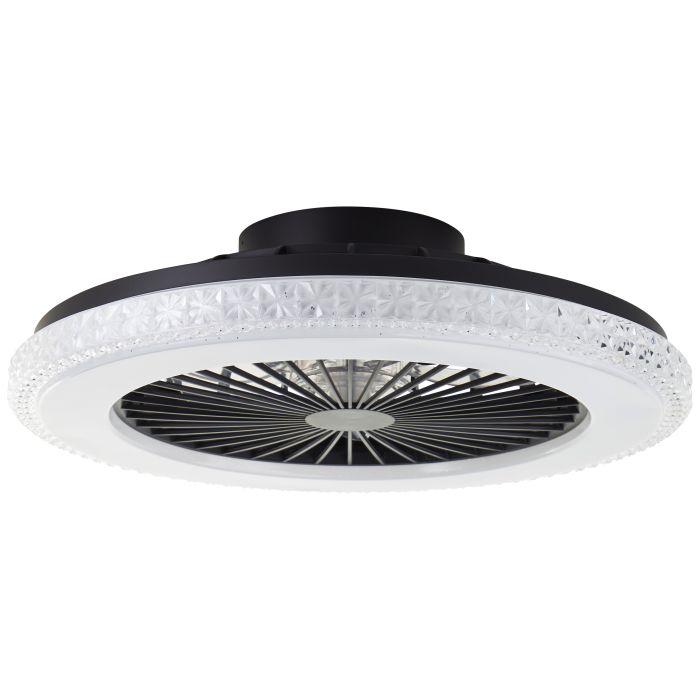 Moderne Deckenventilator Schwarz, Baki, 40W, RGBW LED, mit Fernbedienung