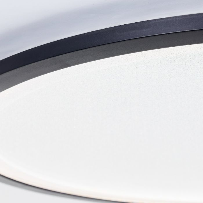 Moderne LED Panel Deckenleuchte Schwarz, Yamal, 36W, warm- bis kaltweiß einstellbare LED, mit Fernbedienung