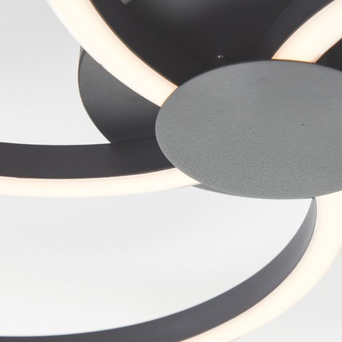 Design Deckenleuchte Schwarz, Somia, 32W, 3000K LED, 3-stufig dimmbar