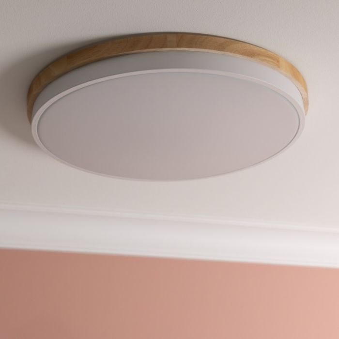 Moderne Deckenleuchte Holz, Marloes, 36W, White Switch LED, mit Fernbedienung