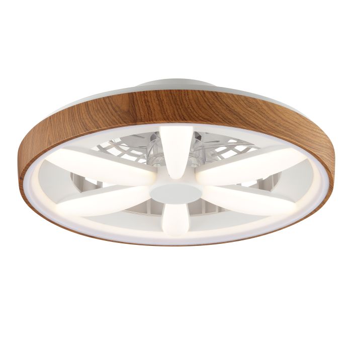 Kunststoff Deckenventilator Holz, Roos, 48W, RGBW LED, mit Fernbedienung