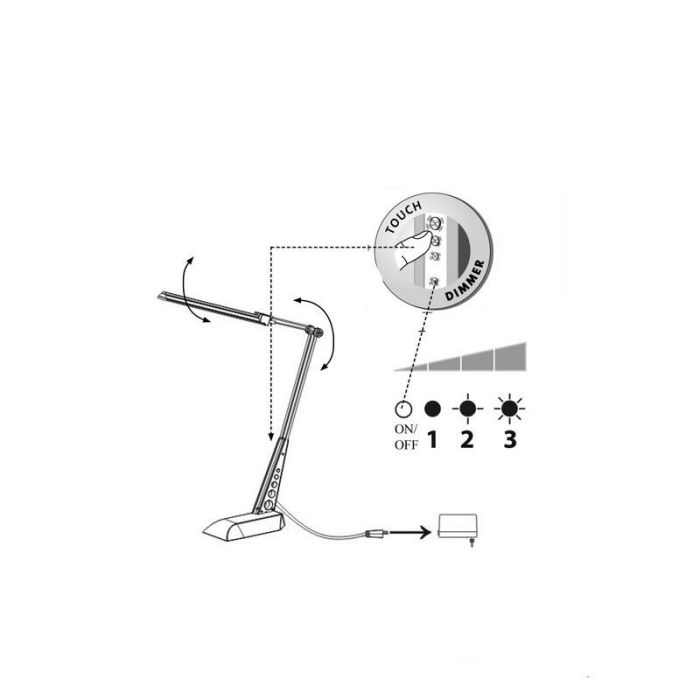 Design Schreibtischlampe Chrom, Leyana, 1W, 5000K LED, mit Touch-Dimmer