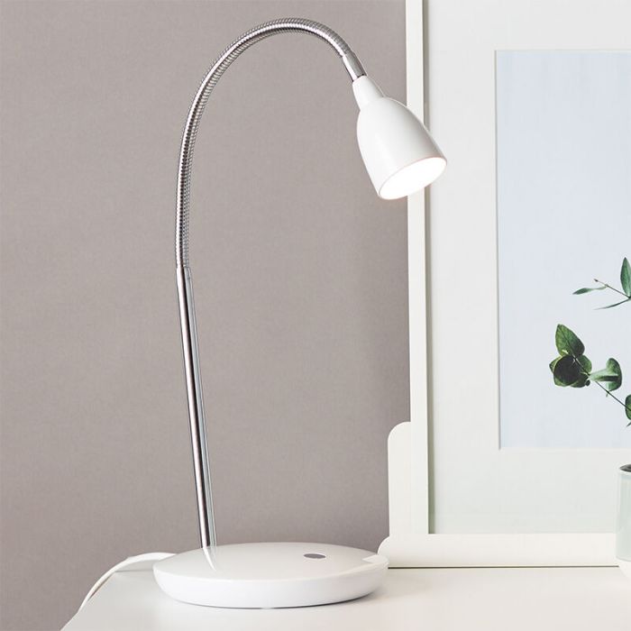 Kunststoff Schreibtischlampe Weiß, Kit, 3W, 3000K LED, mit Schalter