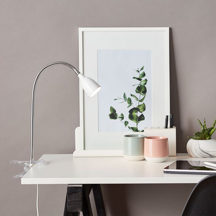 Kunststoff Klemmspot Weiß, Kit, 2,4W, 3000K LED, mit Schalter