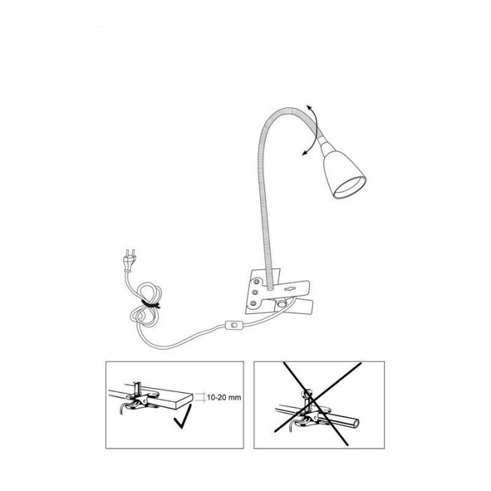 Kunststoff Klemmspot Weiß, Kit, 2,4W, 3000K LED, mit Schalter