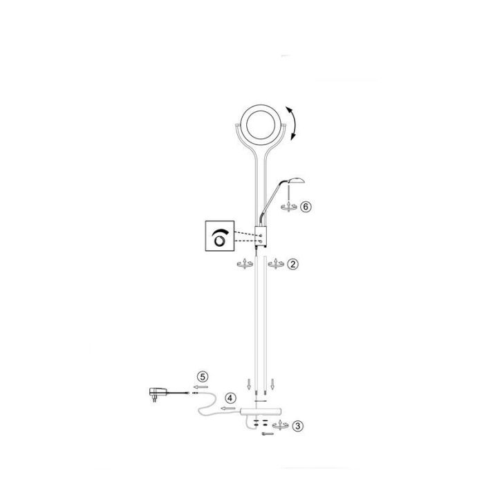 Design Leselampe Stehlampe Chrom, Izabela, 18W, 3000K LED, mit Schalter