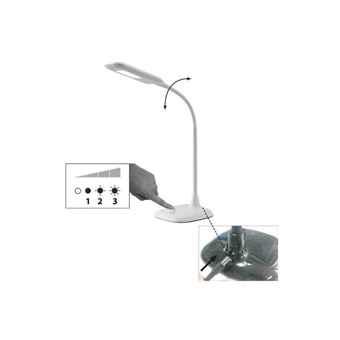 Kunststoff Schreibtischlampe Schwarz, Jenoah, 5W, 6000K LED, mit Touch-Dimmer
