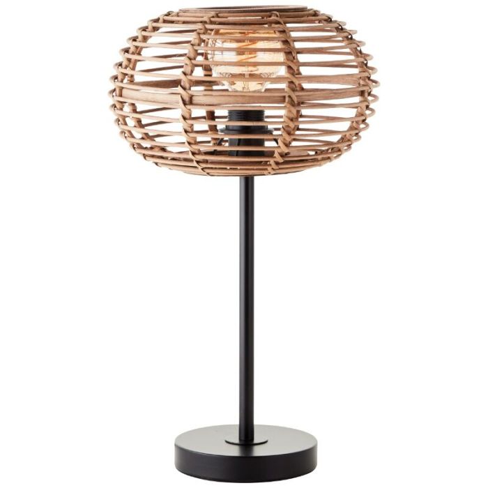 Rattan Tischleuchte Braun, Sevim, mit Schalter
