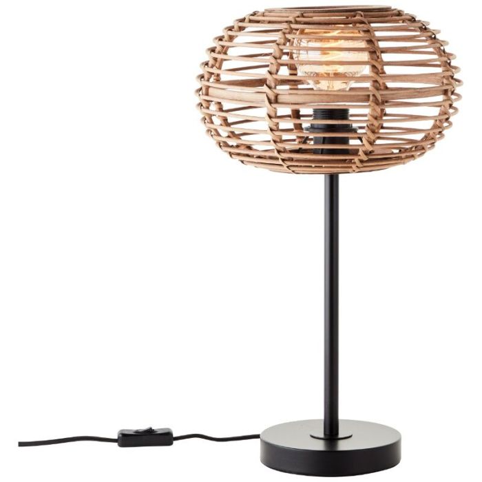 Rattan Tischleuchte Braun, Sevim, mit Schalter