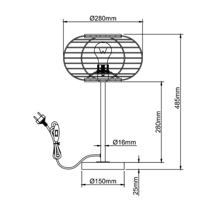 Rattan Tischleuchte Braun, Sevim, mit Schalter