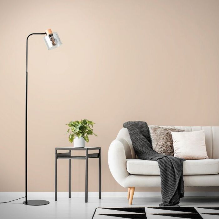 Moderne Stehlampe Grau, Serkan, mit Schalter