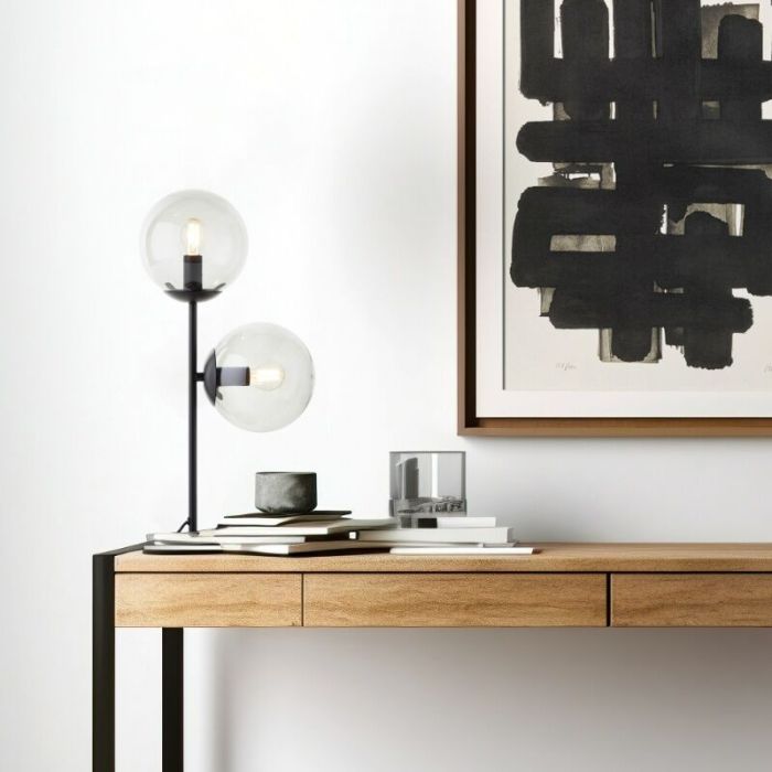 Design Tischleuchte Transparent, Rhys, mit Schalter