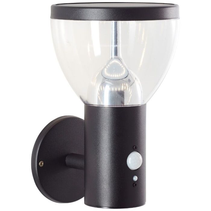 Moderne Solar Außen Wandleuchte Schwarz, Saar, 3W, 3000K LED, IP44