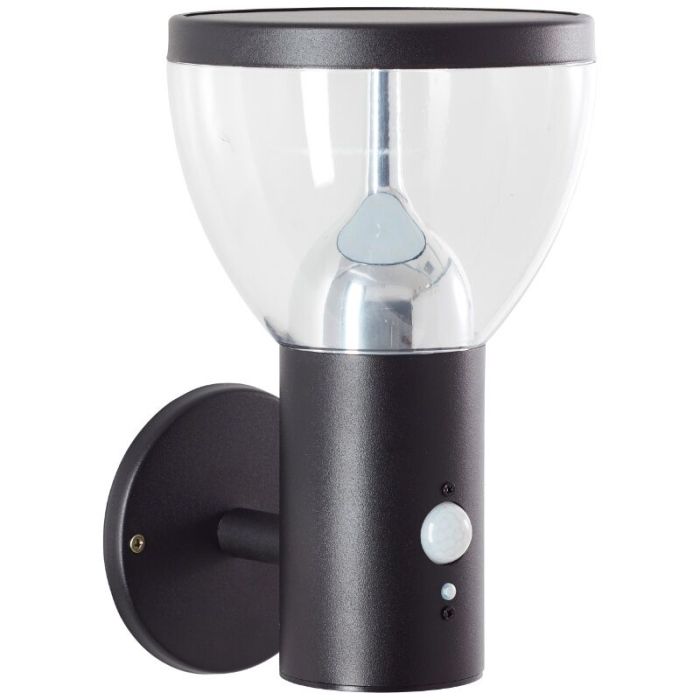 Moderne Solar Außen Wandleuchte Schwarz, Saar, 3W, 3000K LED, IP44