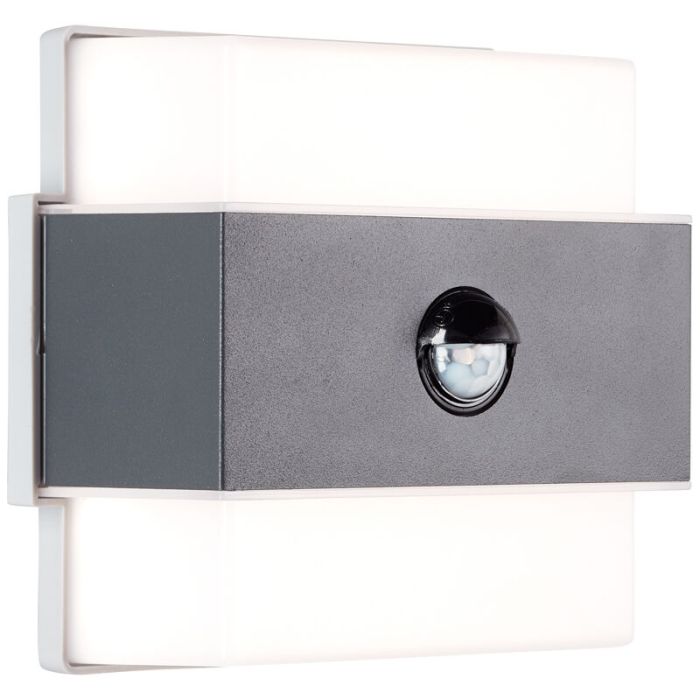 Moderne Außen Wandleuchte mit Bewegungsmelder Anthrazit, Birol, 7,5W, 4000K LED, IP44