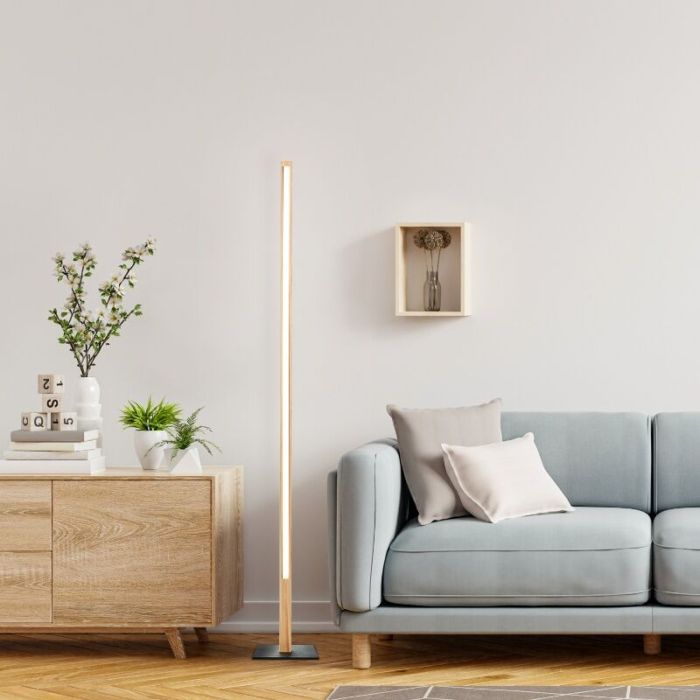 Landhaus Leselampe Stehlampe Braun, Renuka, 12W, 3000K LED, mit Schalter