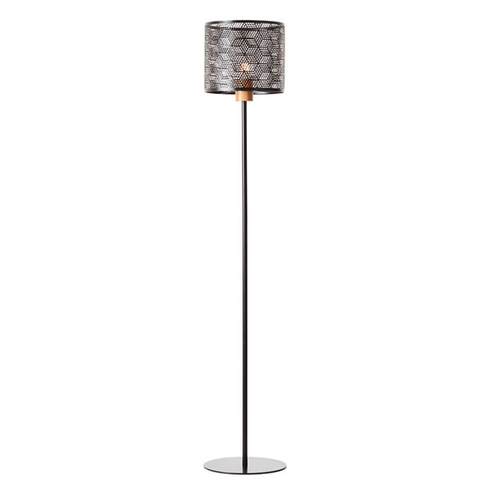 Holz Stehlampe Schwarz, Sherona, mit Schalter