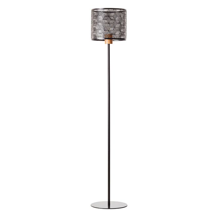 Holz Stehlampe Schwarz, Sherona, mit Schalter