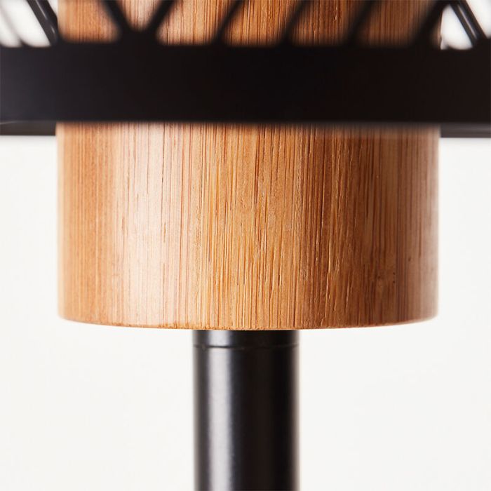 Holz Stehlampe Schwarz, Sherona, mit Schalter