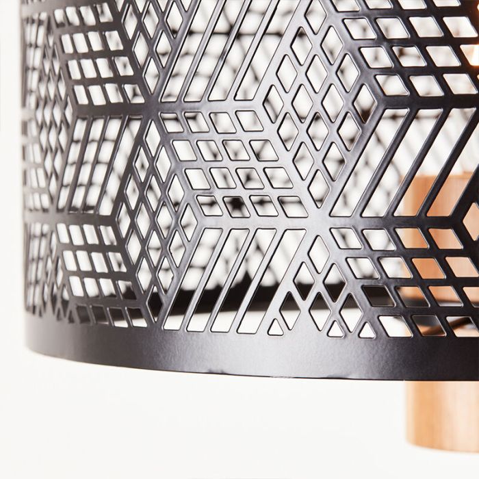 Holz Stehlampe Schwarz, Sherona, mit Schalter