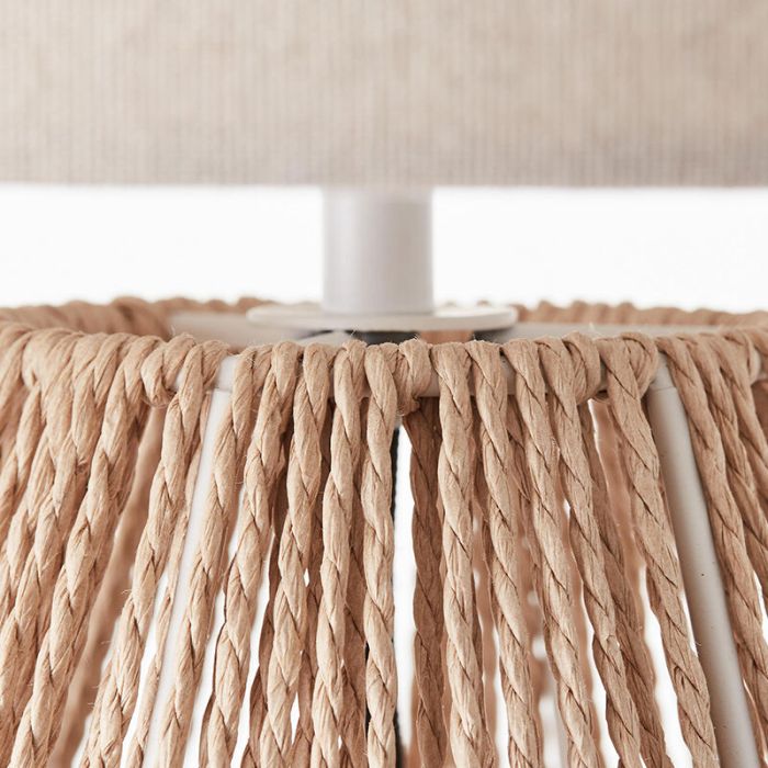 Landhaus Tischleuchte Beige, Fennie, mit Schalter