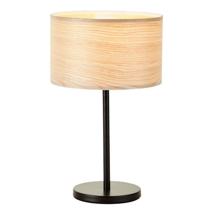 Holz Tischleuchte Beige, Enna, mit Schalter