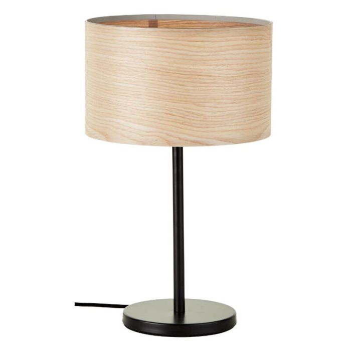 Holz Tischleuchte Beige, Enna, mit Schalter
