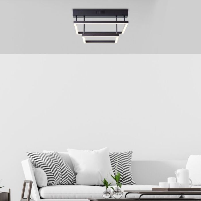 Moderne Deckenlampe Schwarz, Enis, 34W, 3000K LED, 3-stufig dimmbar