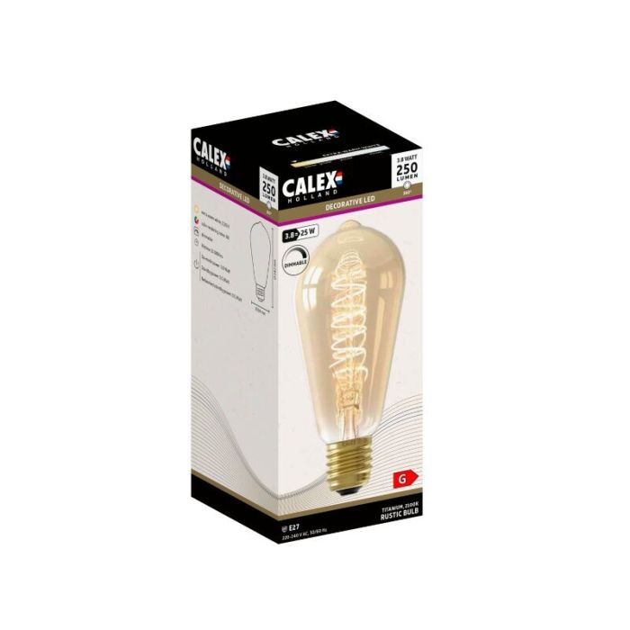 Dimmbare Calex E27 LED-Edisonlampe Bernstein, 3,8W, 2100K