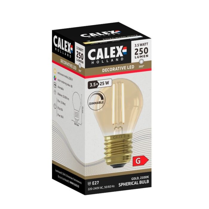 Dimmbare Calex E27 LED-Filament Lampe Bernstein, 3,5W, 2100K
