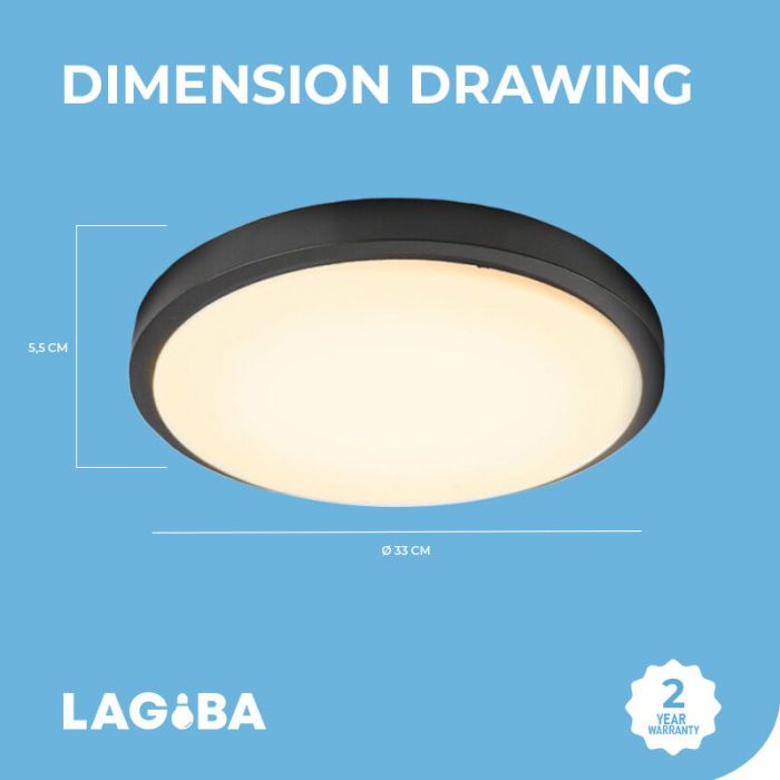 Schwarze moderne Deckenlampe Kunststoff, Kos, 22W, 3000K LED