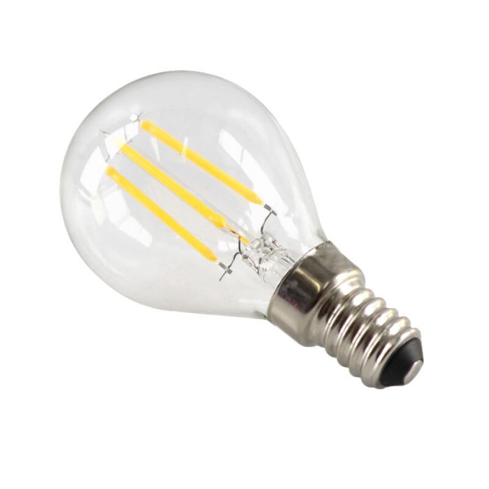 Dimmbare E14 LED Lampe, P45, 3w, transparent Glas, 2700k