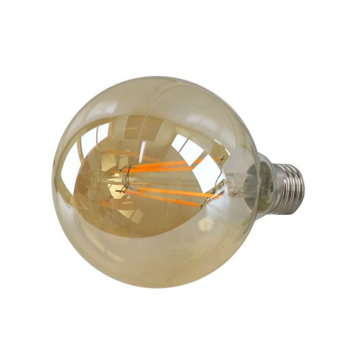 Dimmbare E27 LED Lampe, G95, 6W, Bernstein glas, 2200K